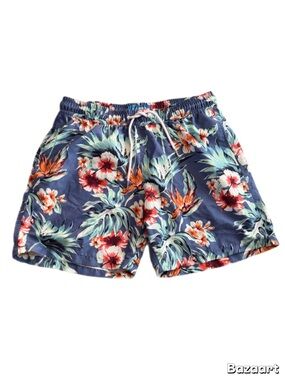 BlueWave Tropical Swim Trunks Men’s Large Hawaiian Floral Board Shorts Beach